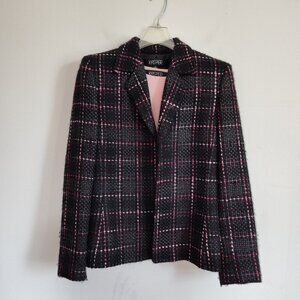 Ladies SZ 4 Kasper Black/Pink Tweed Jacket/Sweater
